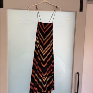 Anthropologie Black and Gold Backless Sundress